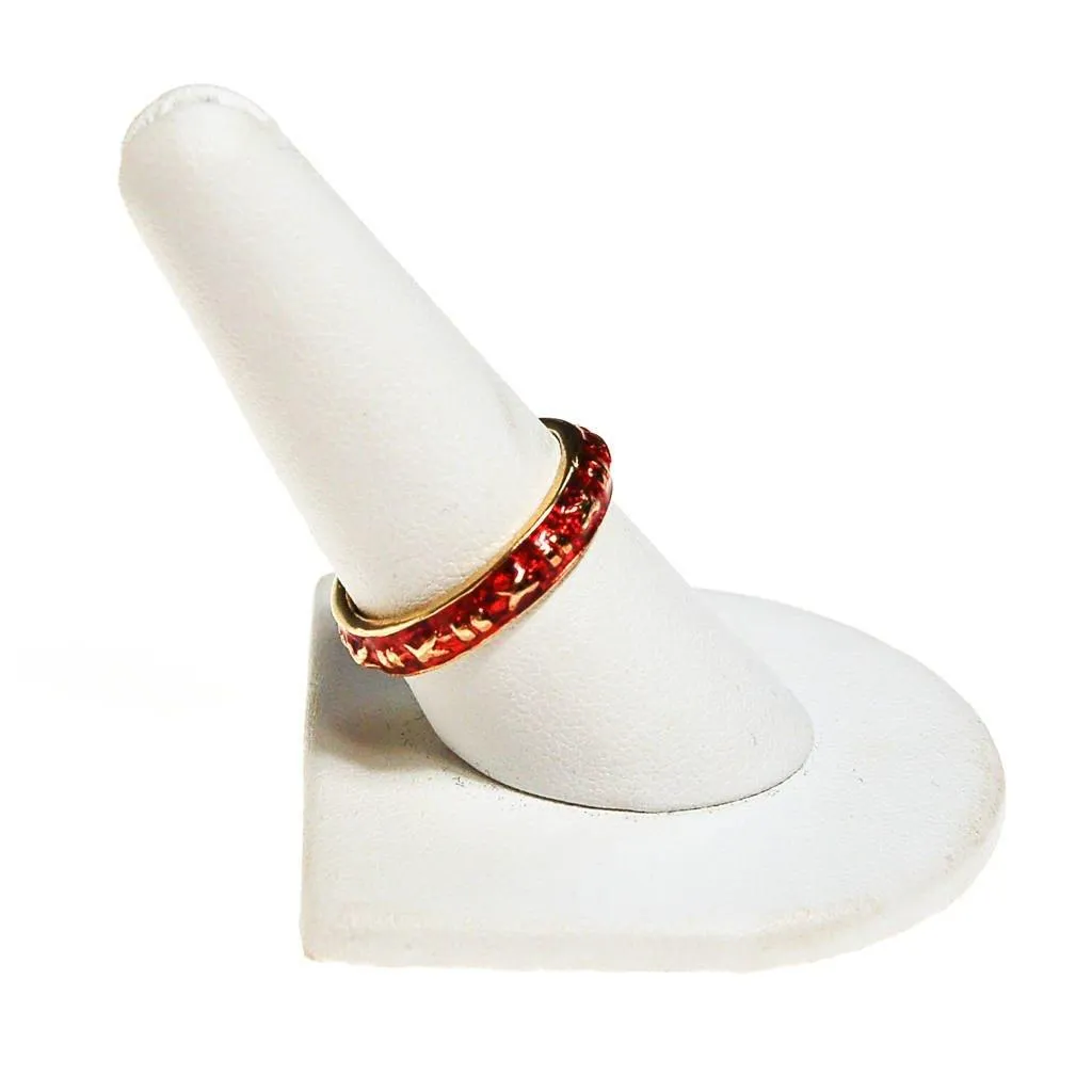 Red Enamel Ring Stacking Ring set Gold Tone