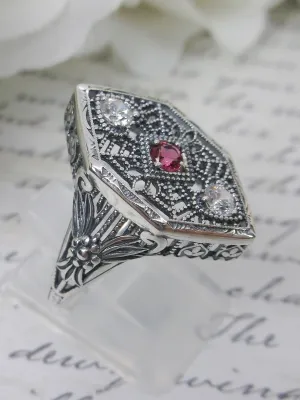 Red Ruby Ring, Art Deco Revival Jewelry #D231