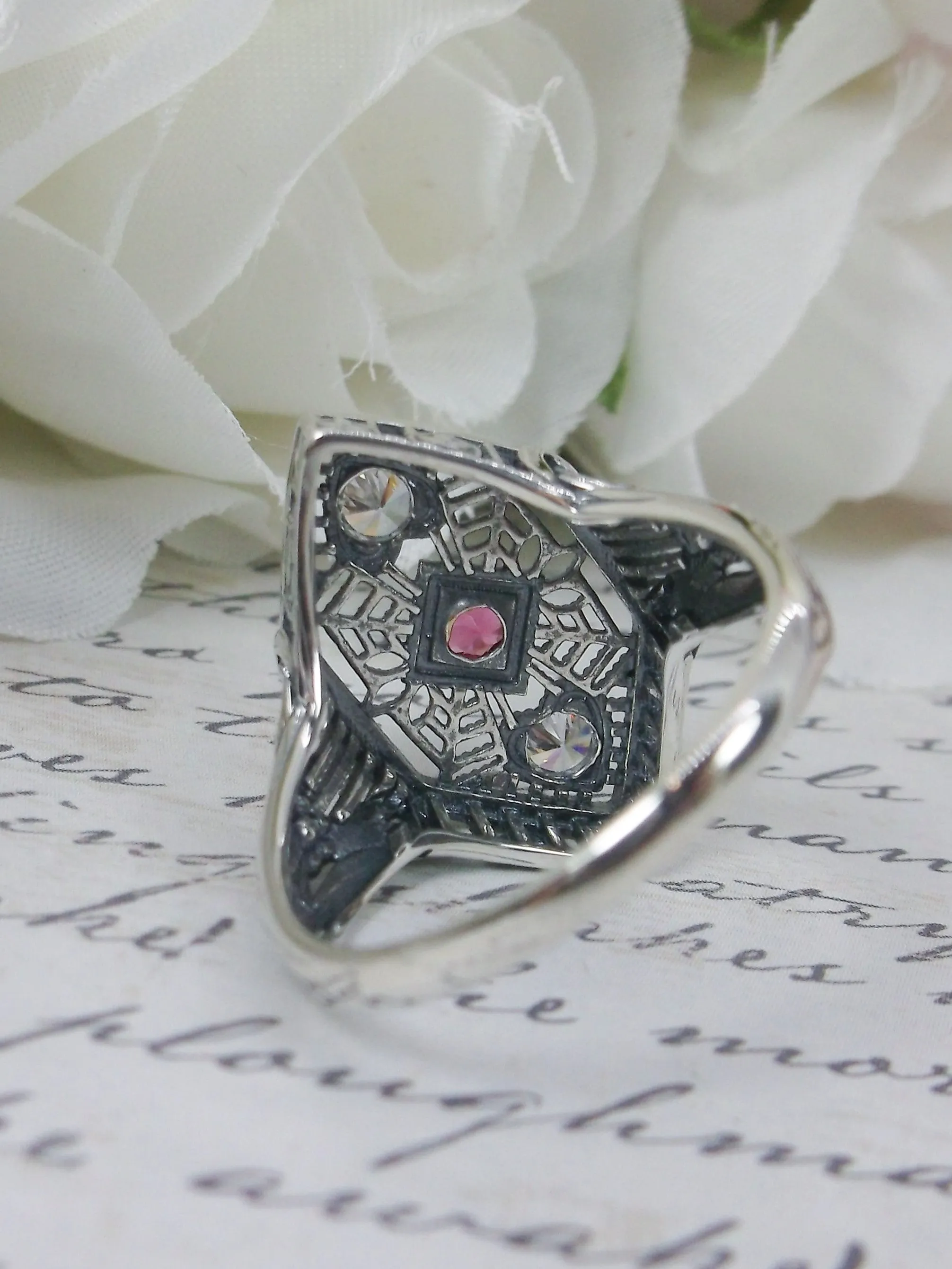 Red Ruby Ring, Art Deco Revival Jewelry #D231