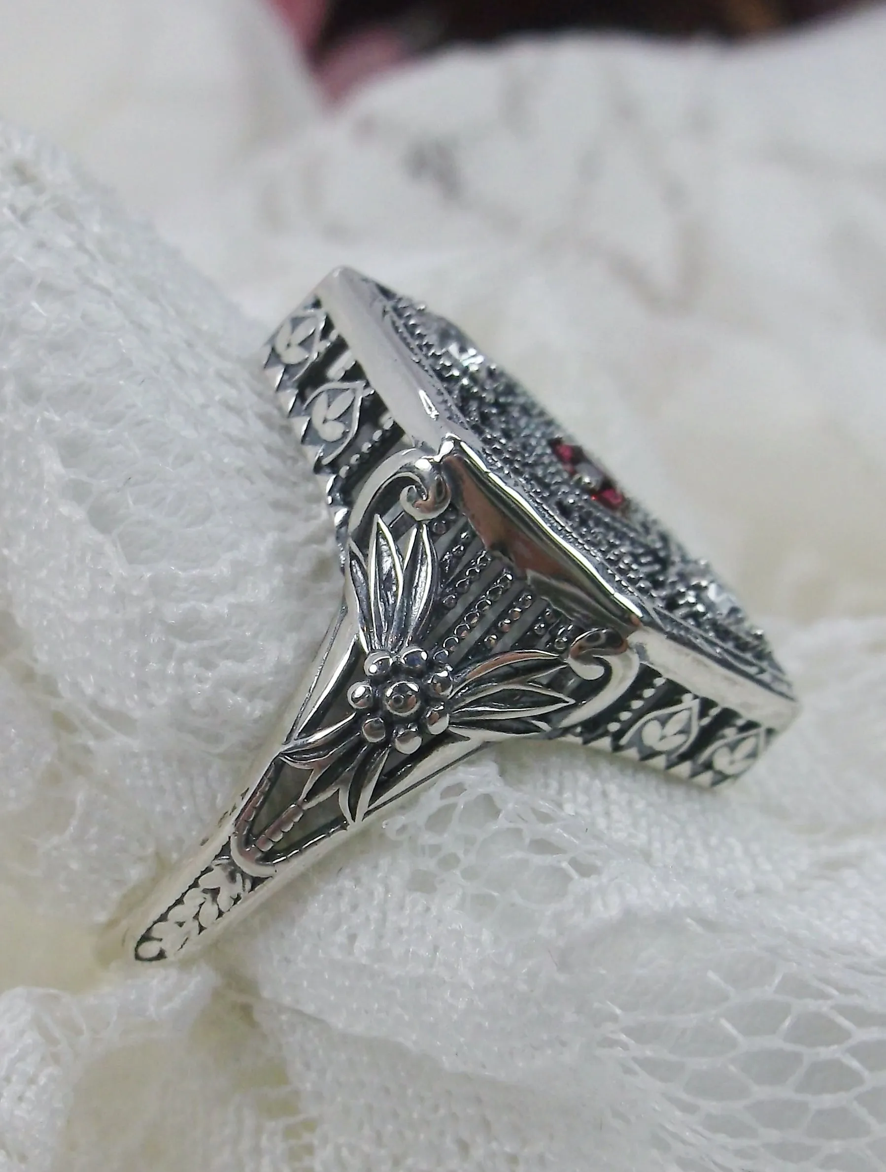 Red Ruby Ring, Art Deco Revival Jewelry #D231
