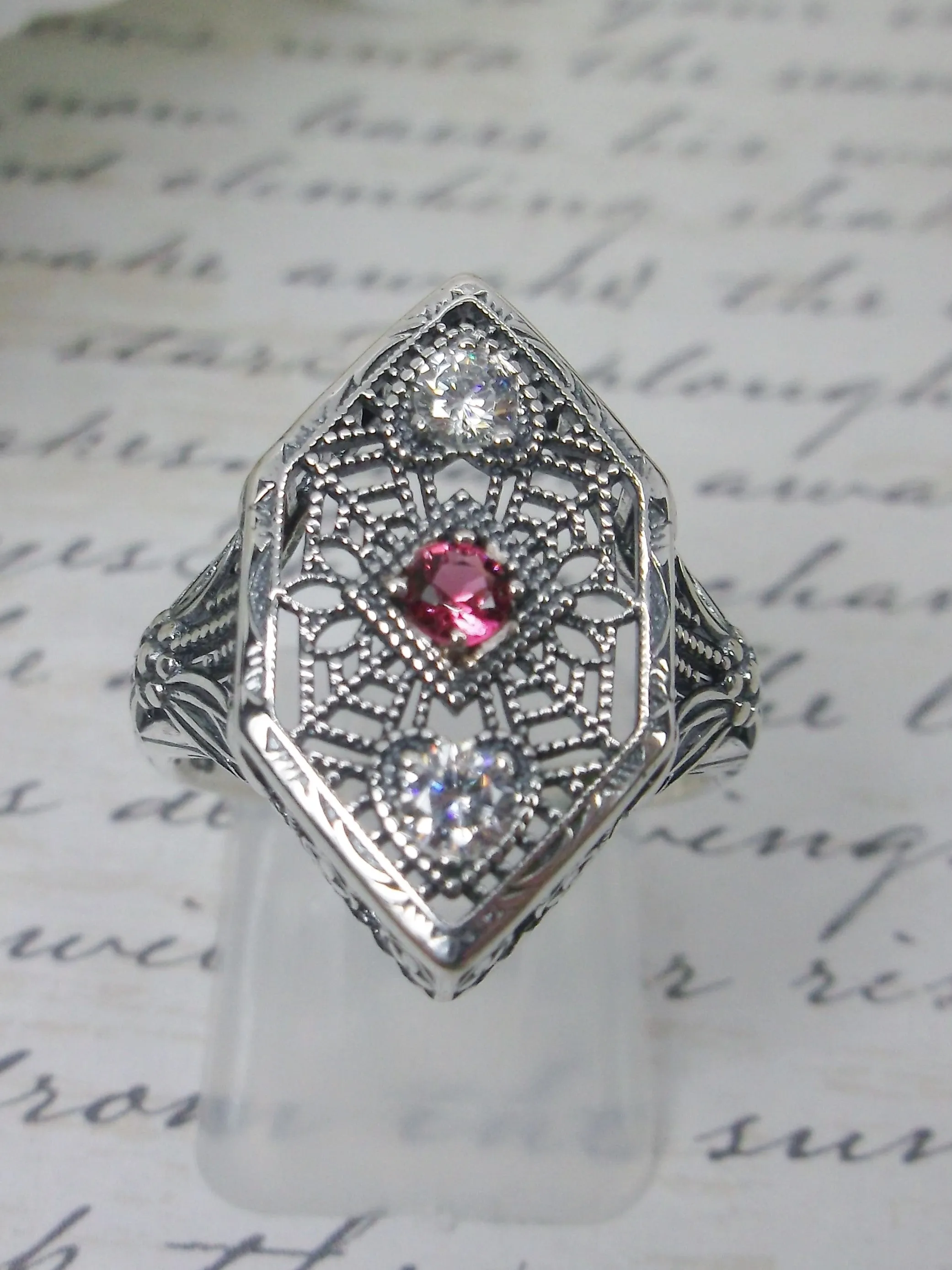 Red Ruby Ring, Art Deco Revival Jewelry #D231