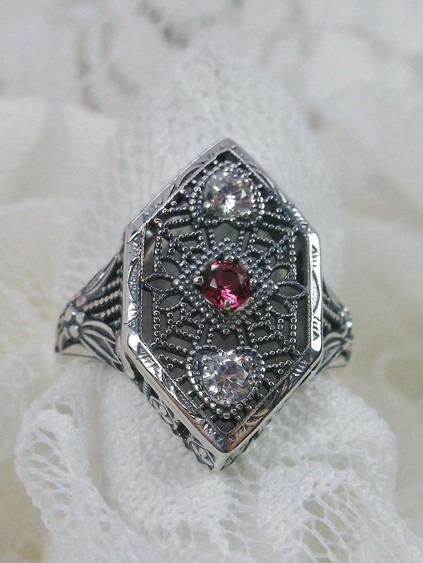 Red Ruby Ring, Art Deco Revival Jewelry #D231
