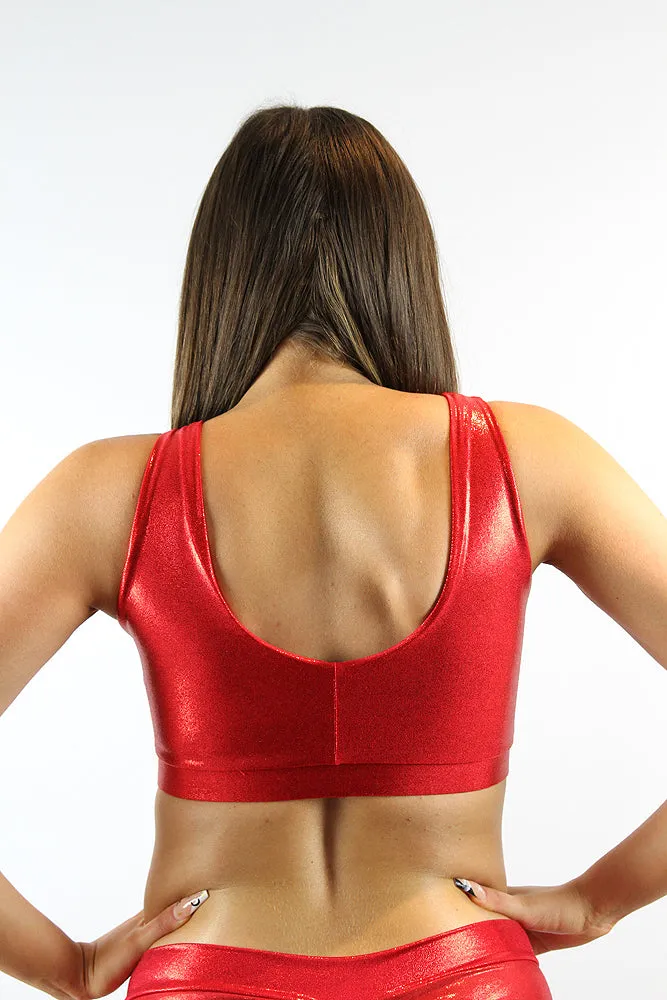 Red Sparkle Sweet Scoop Sports Bra