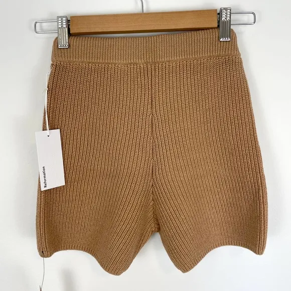 Reformation Tan Buff Sanzo Ribbed Short