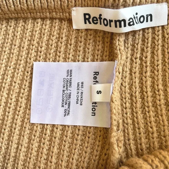 Reformation Tan Buff Sanzo Ribbed Short