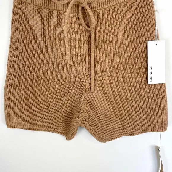 Reformation Tan Buff Sanzo Ribbed Short