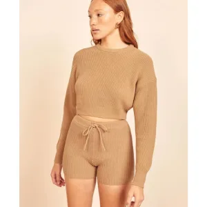 Reformation Tan Buff Sanzo Ribbed Short