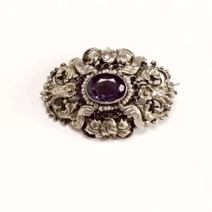 Renaissance Revival Austro-Hungarian Amethyst Brooch