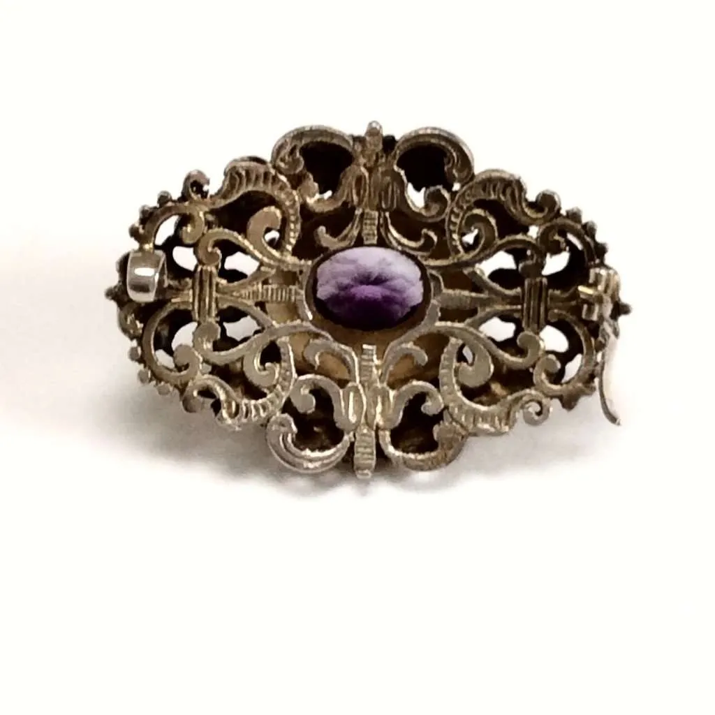 Renaissance Revival Austro-Hungarian Amethyst Brooch
