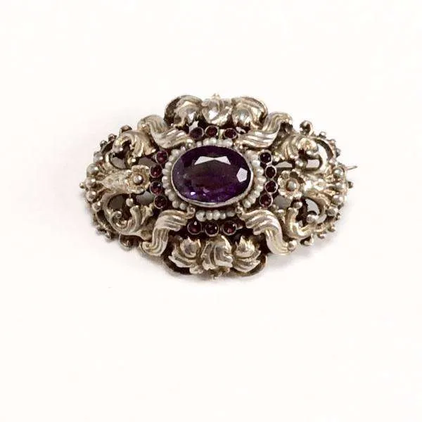 Renaissance Revival Austro-Hungarian Amethyst Brooch