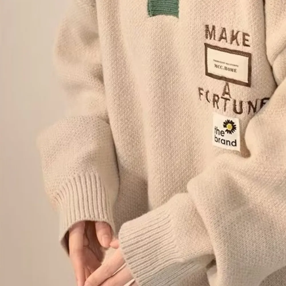 Retro Contrast Lapel Polo Sweater