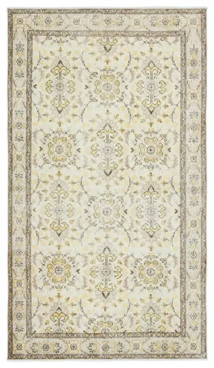 Retro Design Beige Over Dyed Vintage Rug 3'10'' x 6'12'' ft 118 x 213 cm