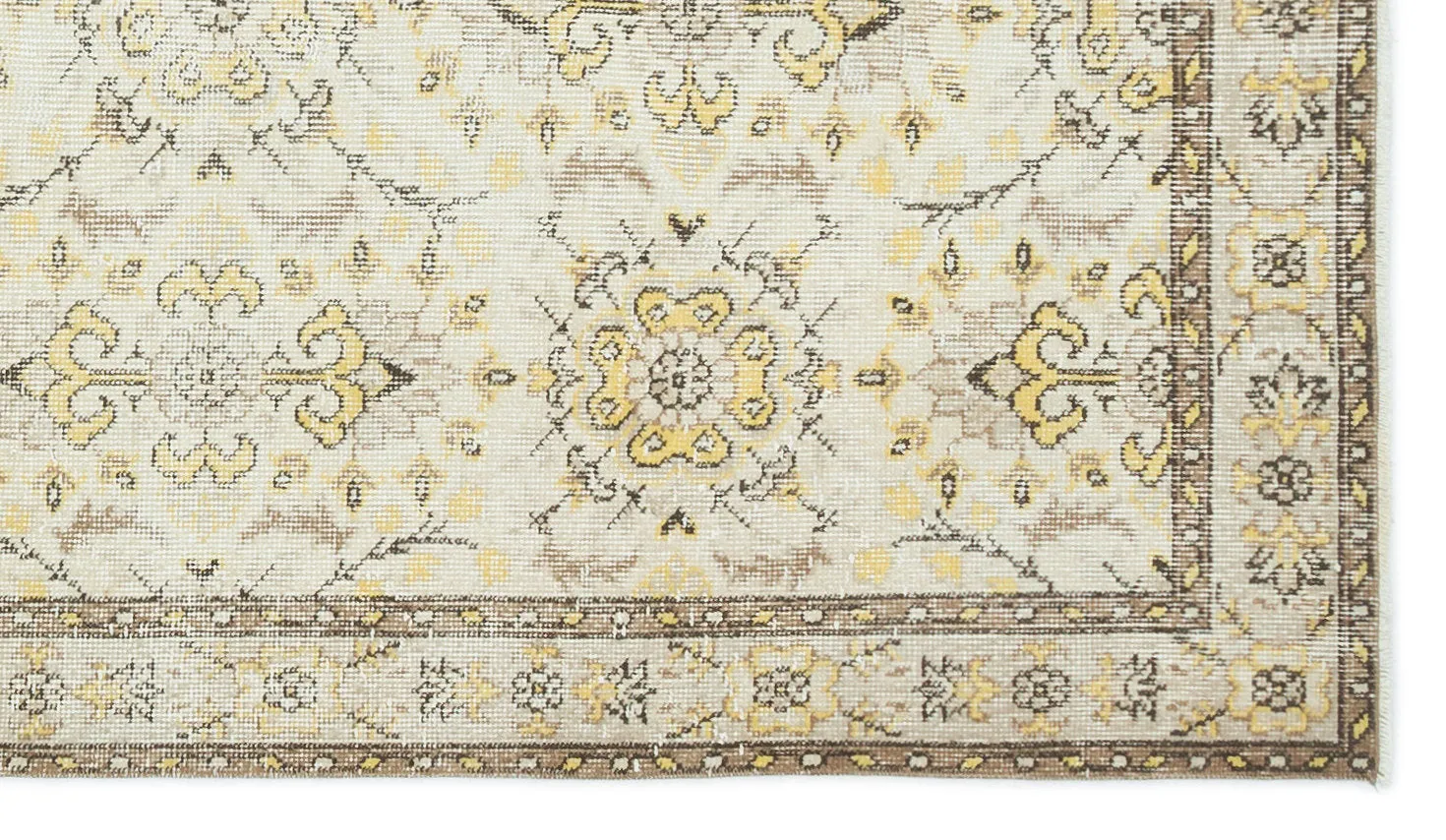 Retro Design Beige Over Dyed Vintage Rug 3'10'' x 6'12'' ft 118 x 213 cm