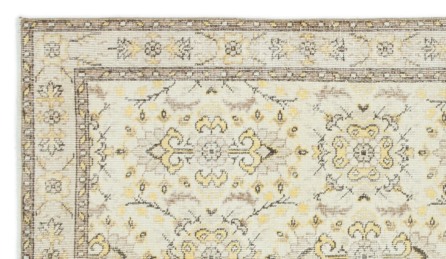 Retro Design Beige Over Dyed Vintage Rug 3'10'' x 6'12'' ft 118 x 213 cm