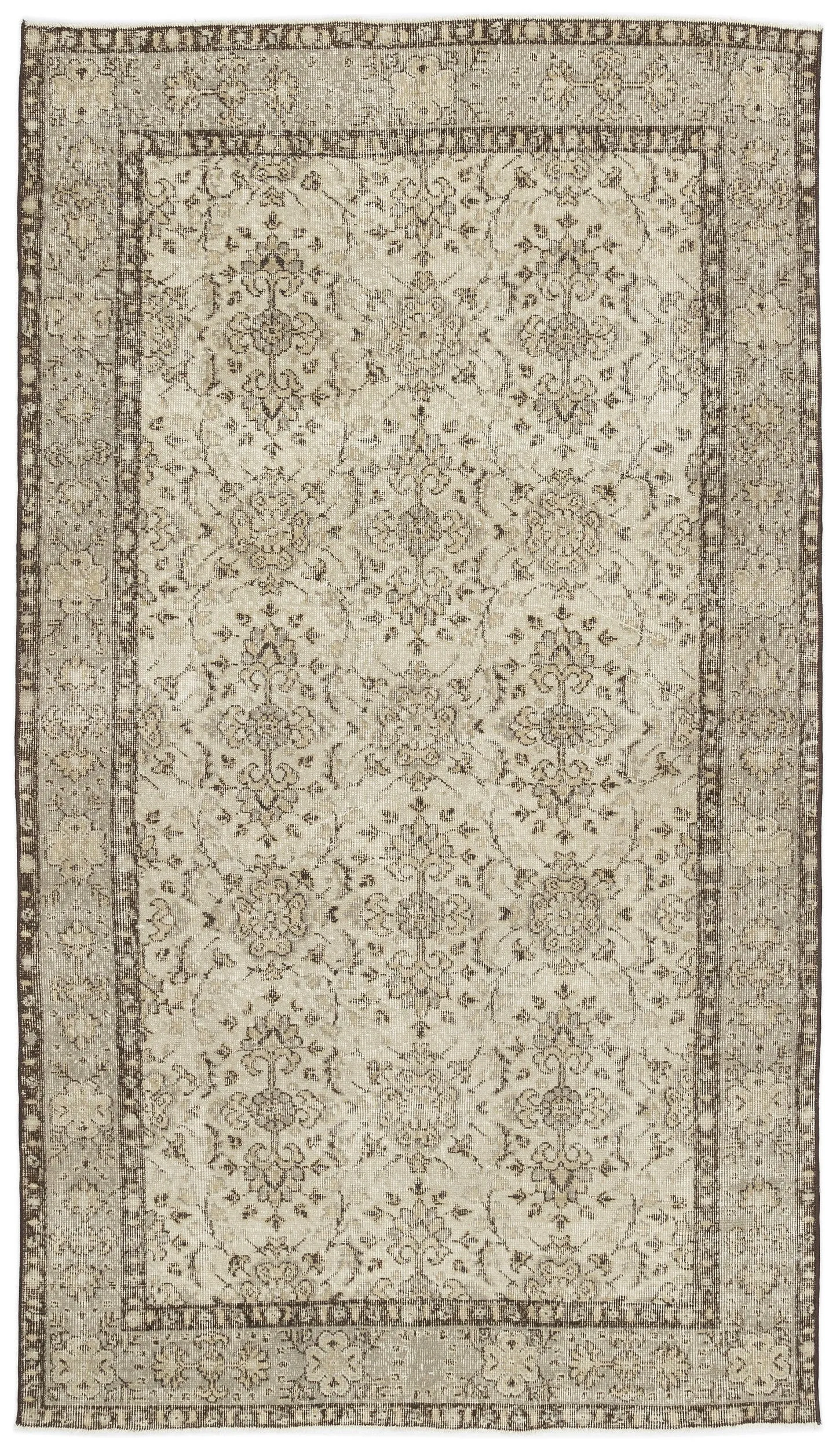 Retro Design Beige Over Dyed Vintage Rug 4'10'' x 8'6'' ft 147 x 260 cm
