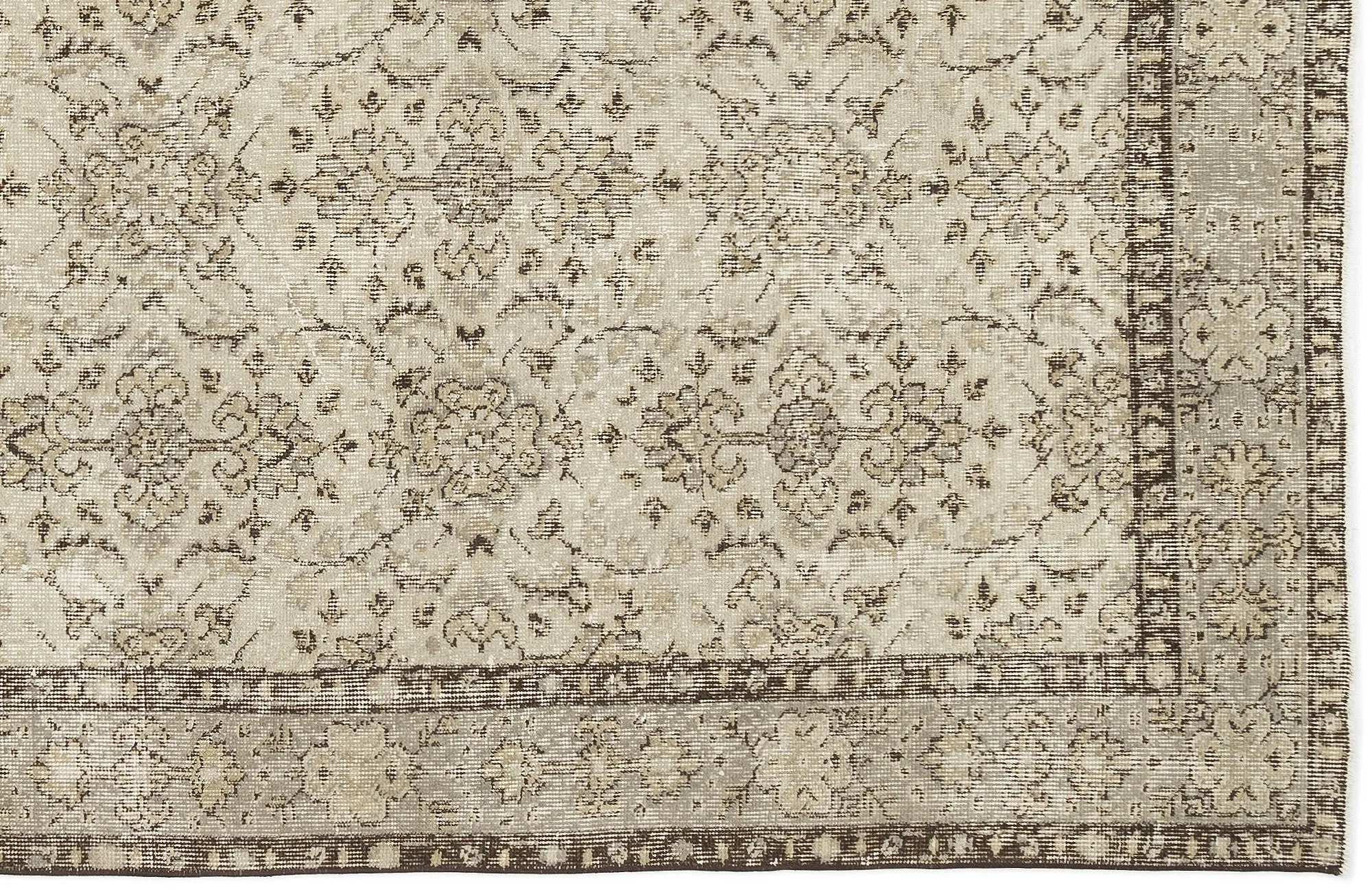 Retro Design Beige Over Dyed Vintage Rug 4'10'' x 8'6'' ft 147 x 260 cm