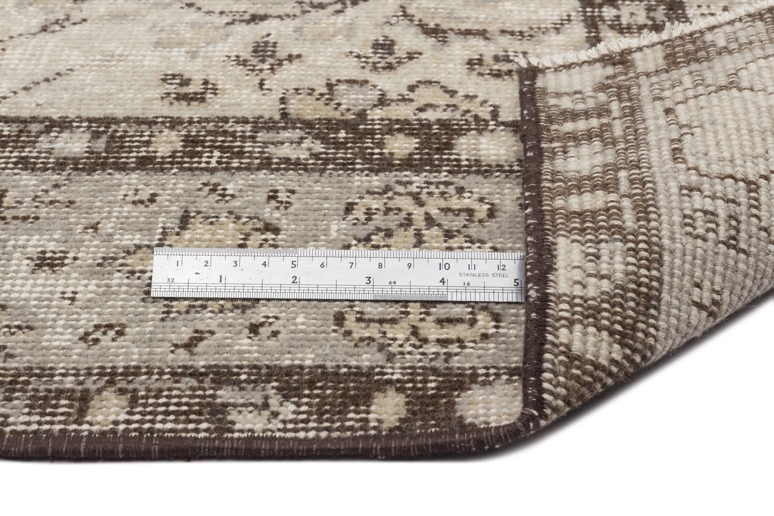 Retro Design Beige Over Dyed Vintage Rug 4'10'' x 8'6'' ft 147 x 260 cm