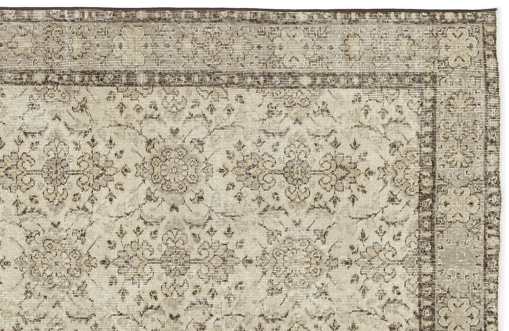 Retro Design Beige Over Dyed Vintage Rug 4'10'' x 8'6'' ft 147 x 260 cm