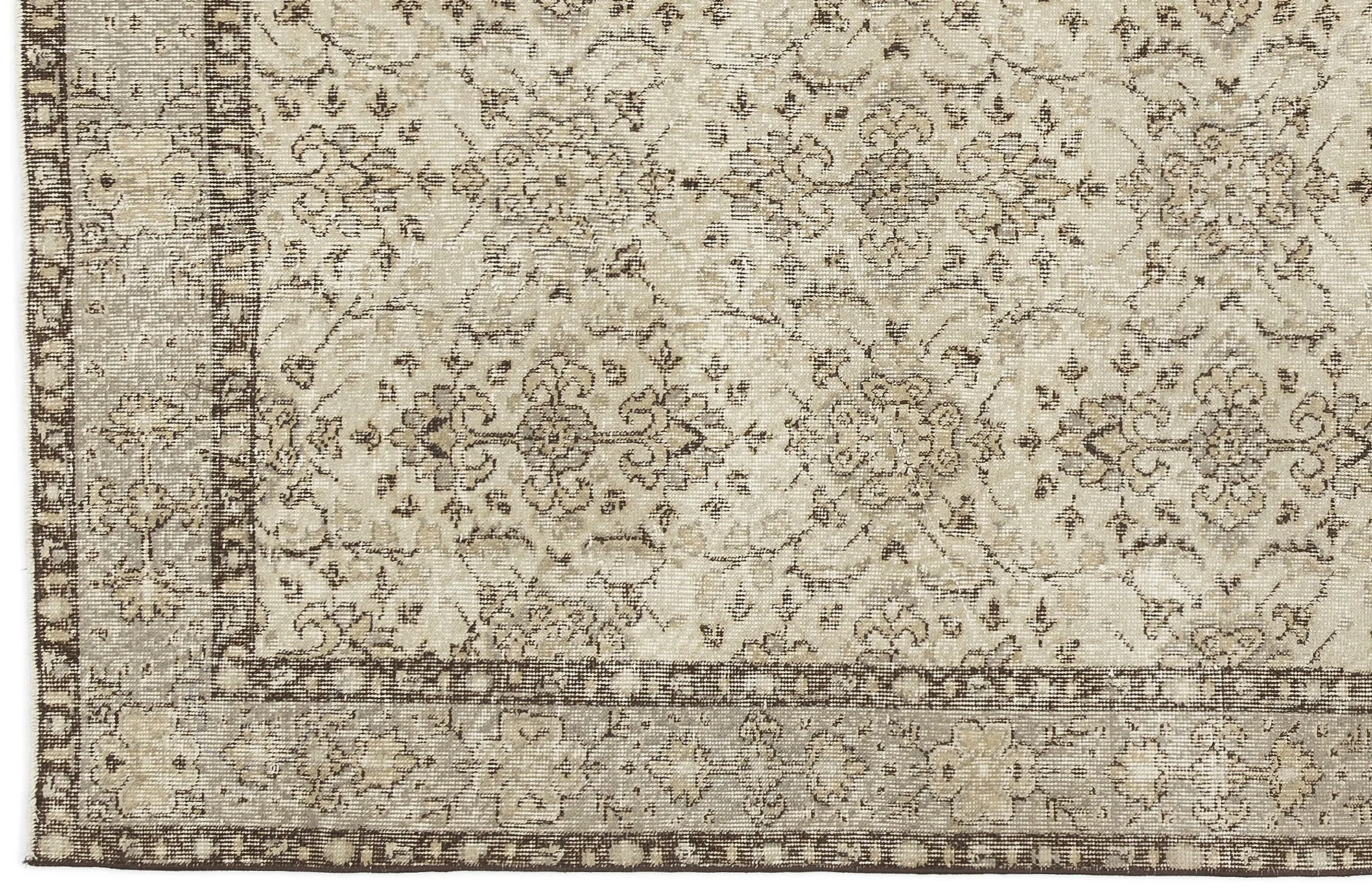 Retro Design Beige Over Dyed Vintage Rug 4'10'' x 8'6'' ft 147 x 260 cm