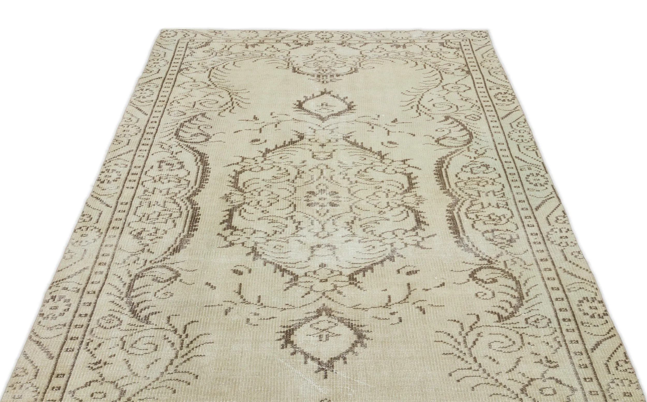 Retro Design Beige Over Dyed Vintage Rug 4'11'' x 8'12'' ft 150 x 274 cm