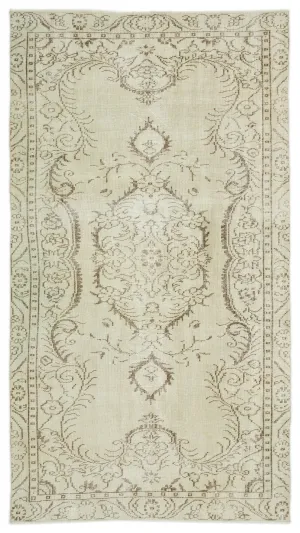 Retro Design Beige Over Dyed Vintage Rug 4'11'' x 8'12'' ft 150 x 274 cm