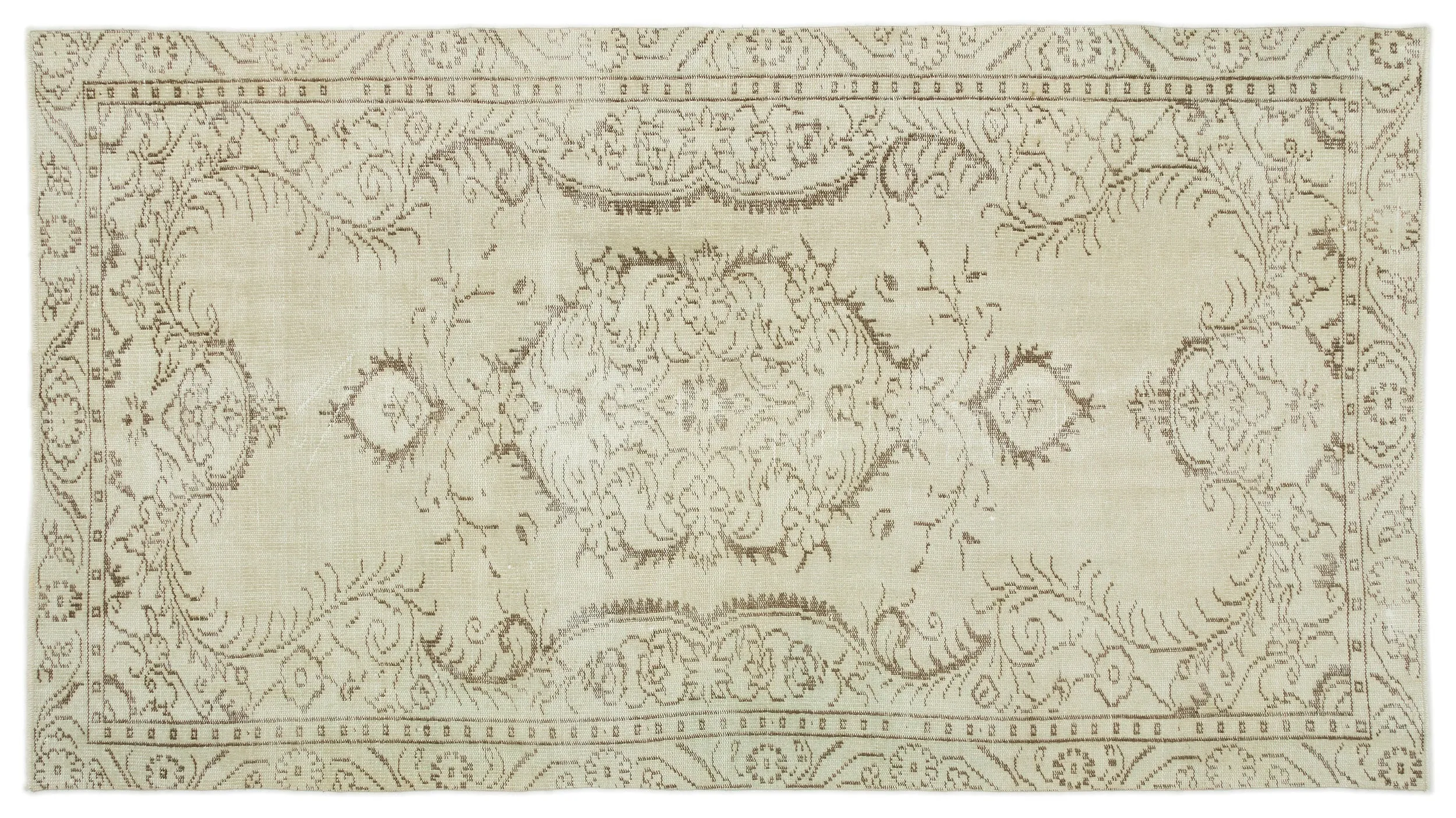 Retro Design Beige Over Dyed Vintage Rug 4'11'' x 8'12'' ft 150 x 274 cm