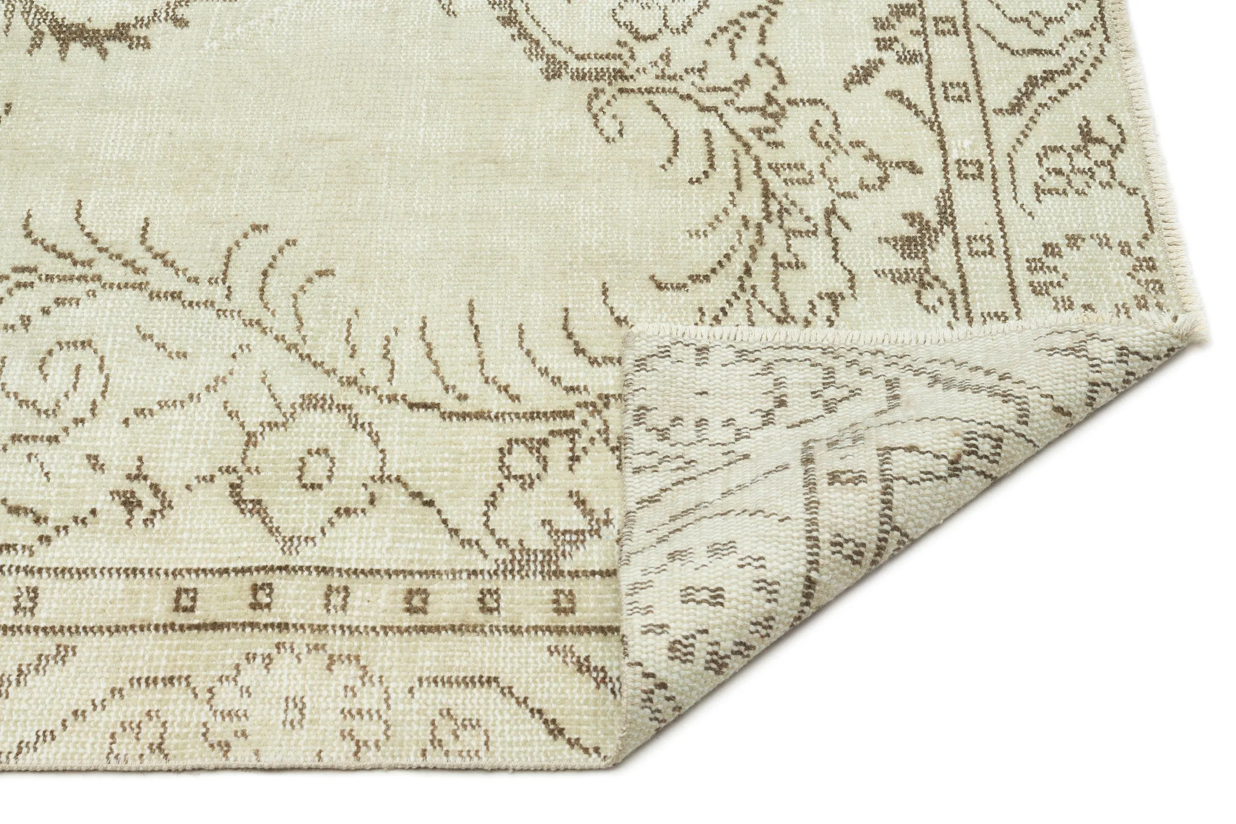 Retro Design Beige Over Dyed Vintage Rug 4'11'' x 8'12'' ft 150 x 274 cm