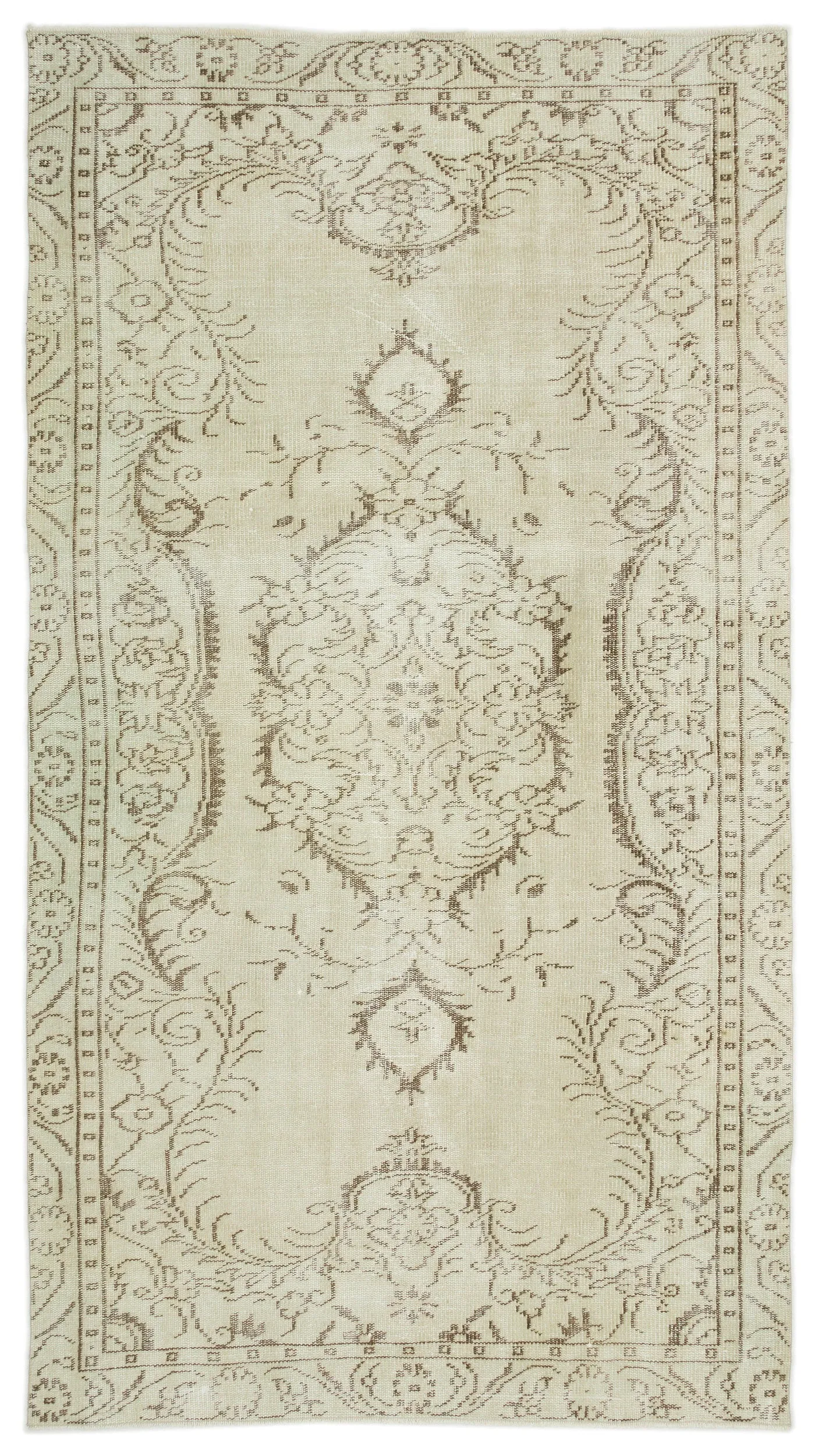 Retro Design Beige Over Dyed Vintage Rug 4'11'' x 8'12'' ft 150 x 274 cm