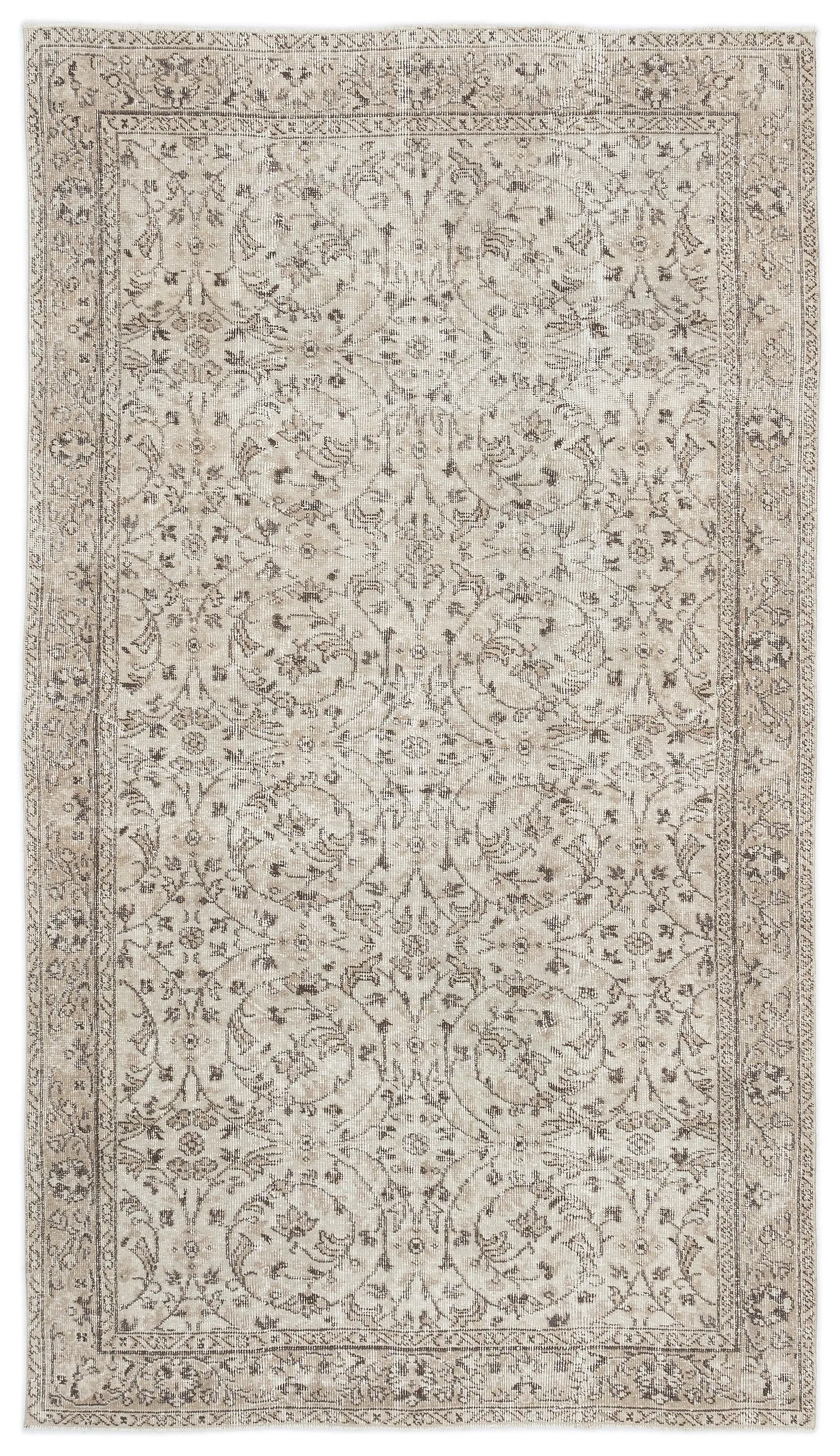 Retro Design Beige Over Dyed Vintage Rug 4'11'' x 8'7'' ft 150 x 261 cm