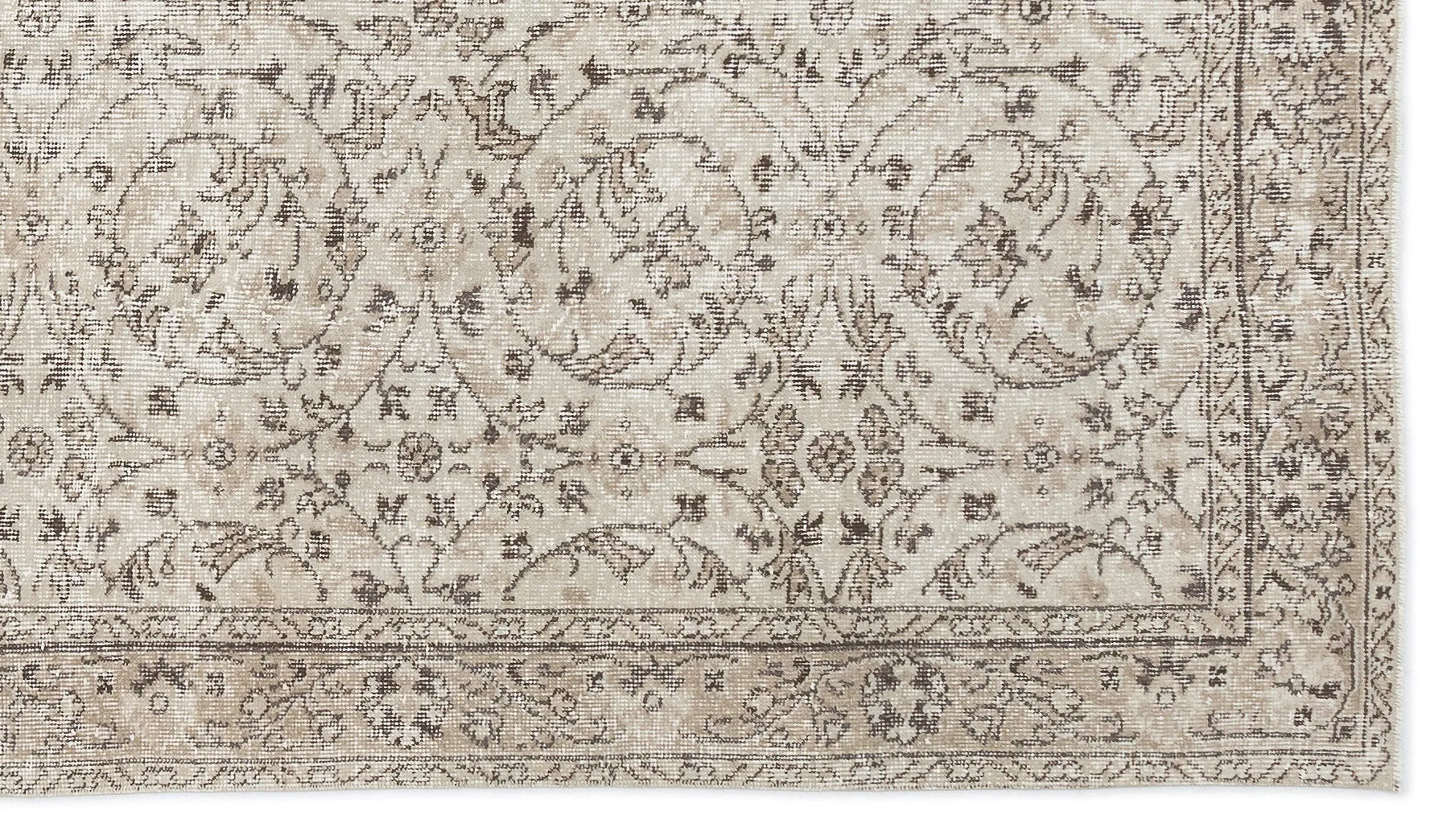 Retro Design Beige Over Dyed Vintage Rug 4'11'' x 8'7'' ft 150 x 261 cm