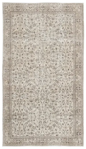 Retro Design Beige Over Dyed Vintage Rug 4'11'' x 8'7'' ft 150 x 261 cm