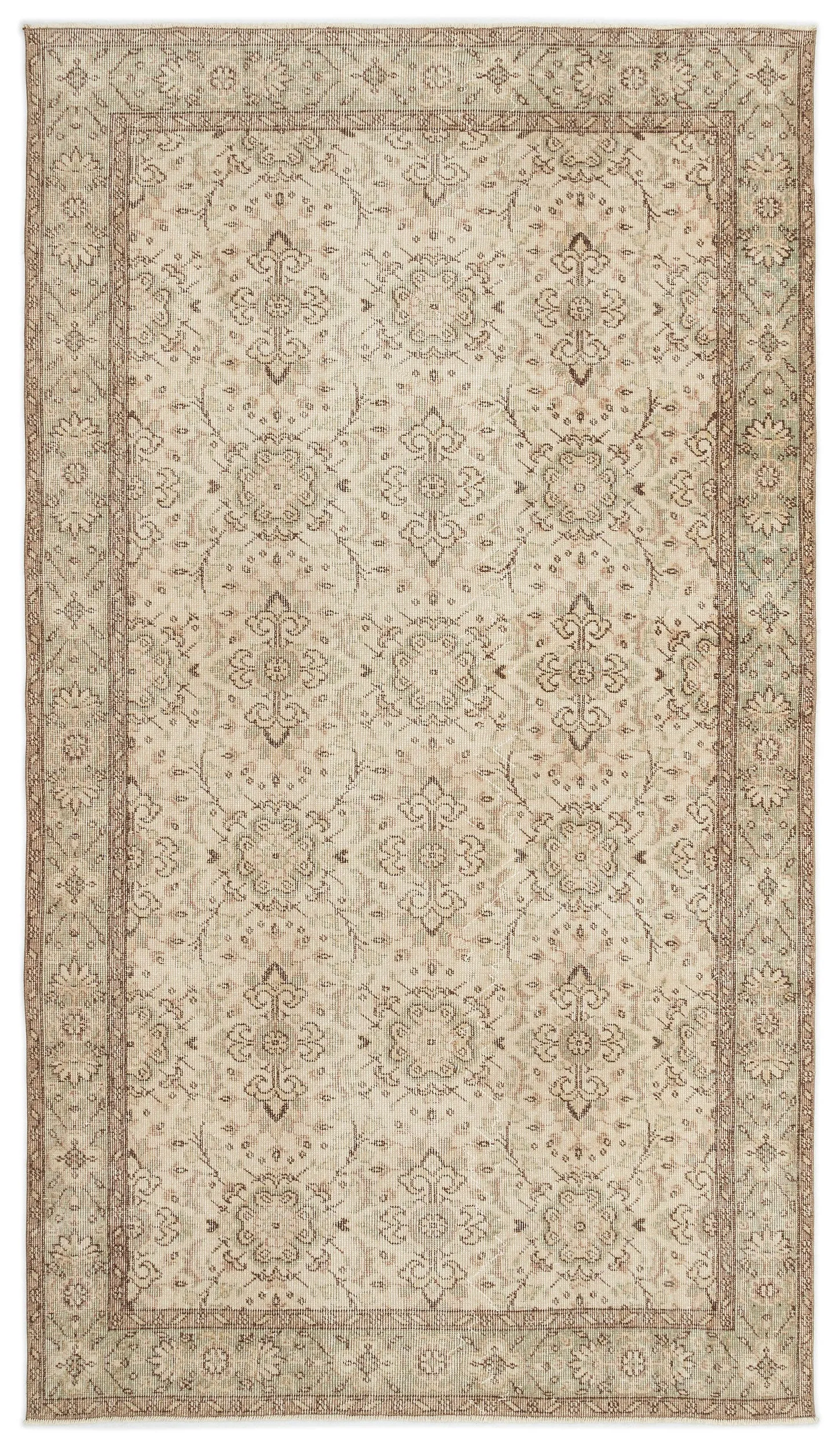 Retro Design Beige Over Dyed Vintage Rug 4'12'' x 8'11'' ft 152 x 272 cm