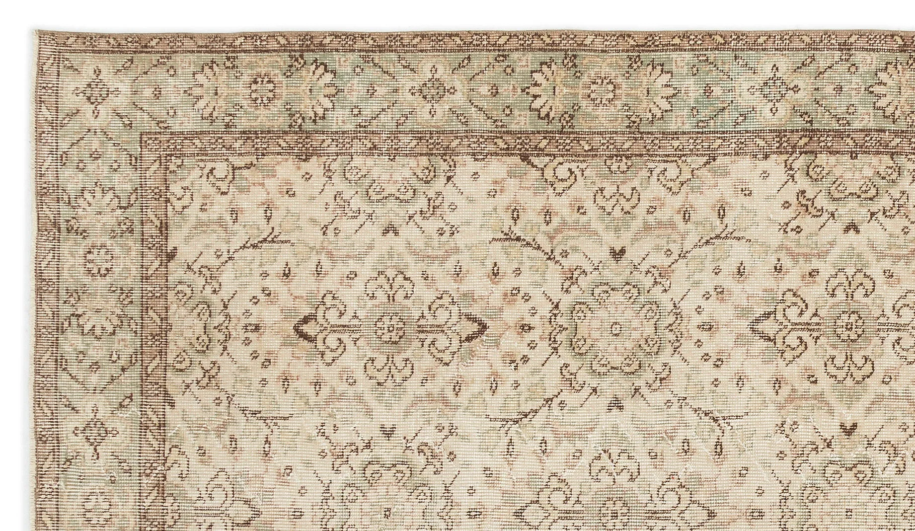 Retro Design Beige Over Dyed Vintage Rug 4'12'' x 8'11'' ft 152 x 272 cm