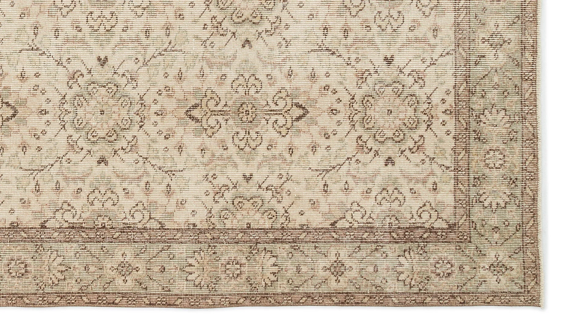 Retro Design Beige Over Dyed Vintage Rug 4'12'' x 8'11'' ft 152 x 272 cm