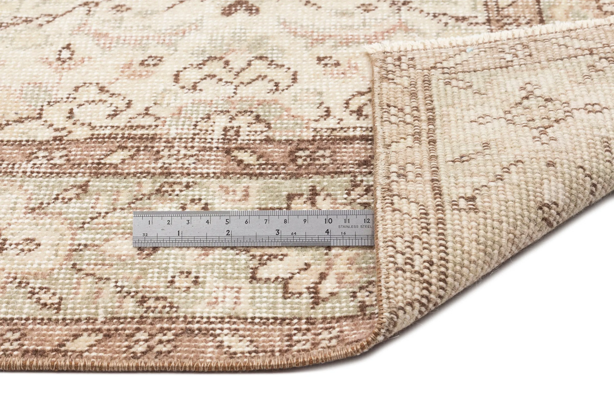 Retro Design Beige Over Dyed Vintage Rug 4'12'' x 8'11'' ft 152 x 272 cm