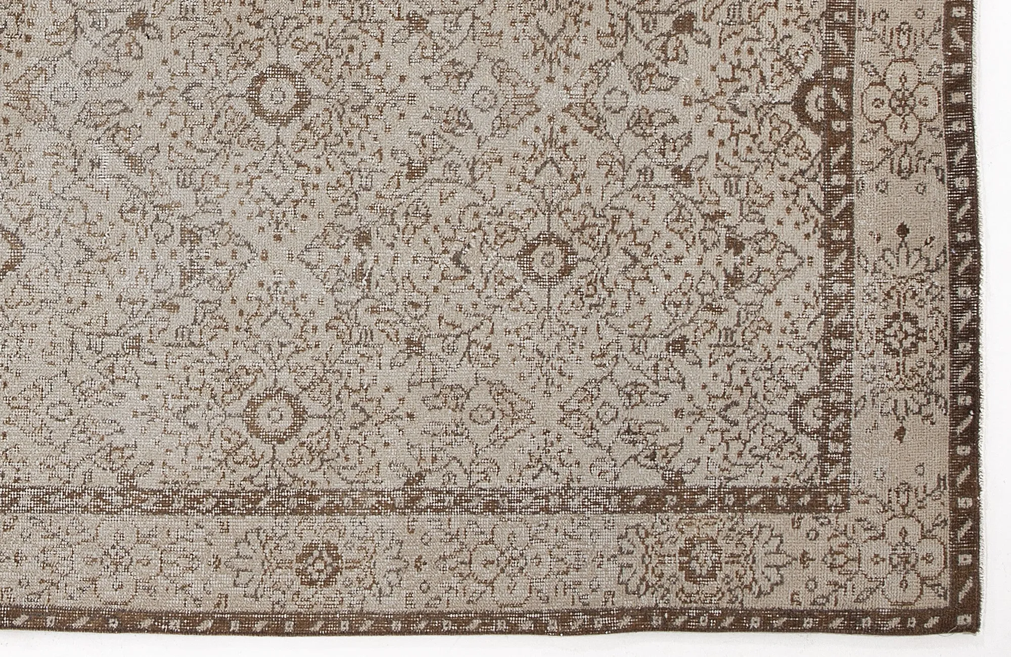 Retro Design Beige Over Dyed Vintage Rug 4'12'' x 8'6'' ft 152 x 258 cm
