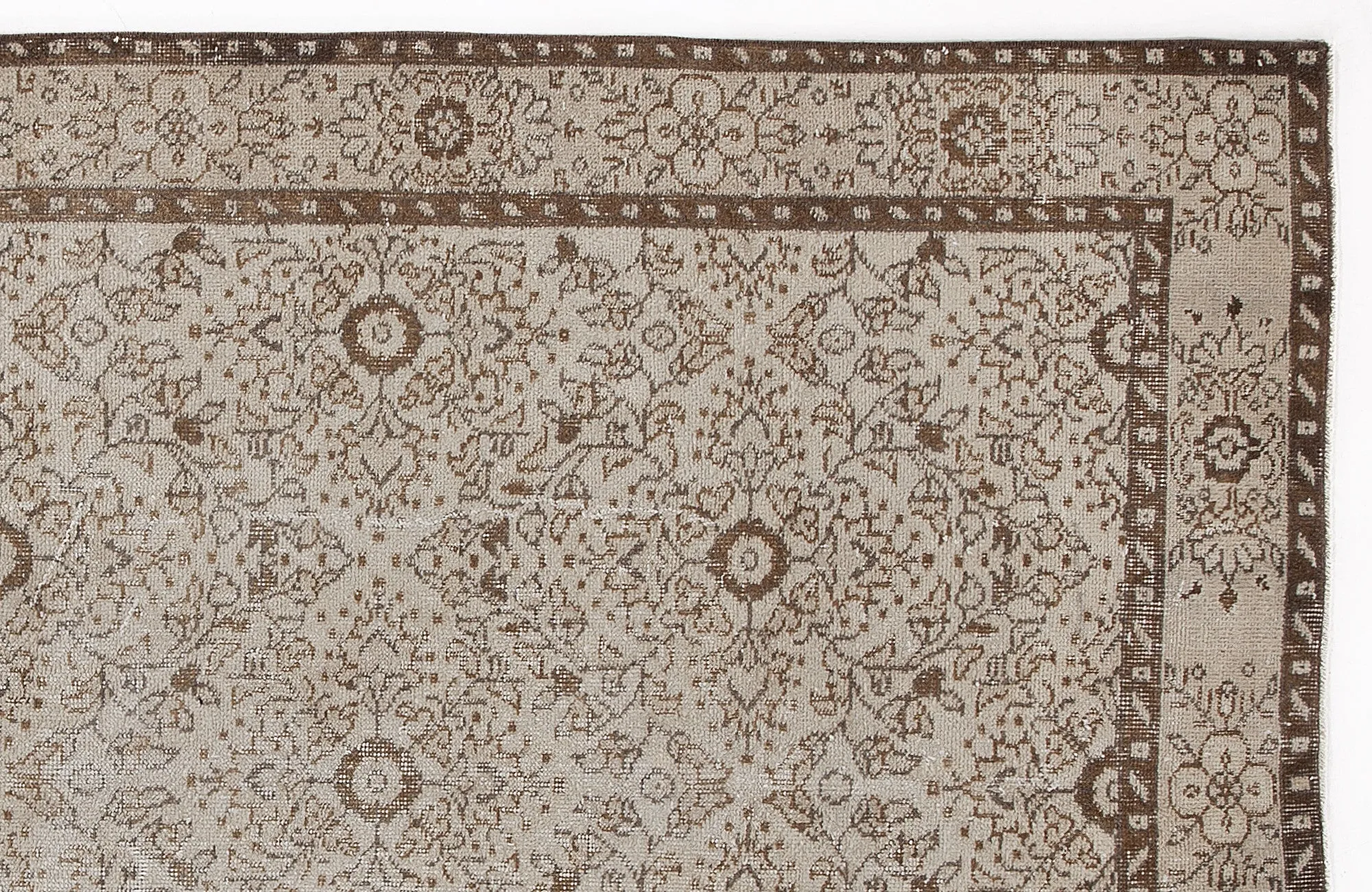 Retro Design Beige Over Dyed Vintage Rug 4'12'' x 8'6'' ft 152 x 258 cm