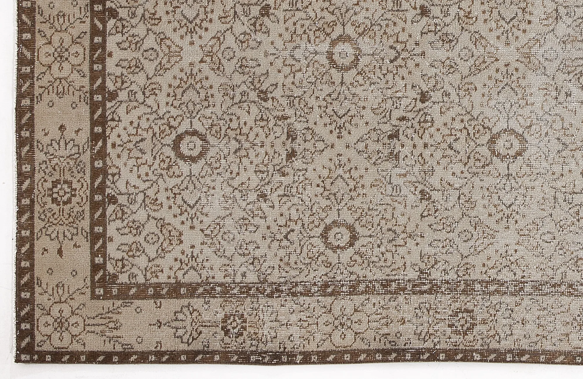 Retro Design Beige Over Dyed Vintage Rug 4'12'' x 8'6'' ft 152 x 258 cm