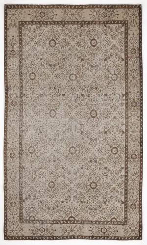 Retro Design Beige Over Dyed Vintage Rug 4'12'' x 8'6'' ft 152 x 258 cm