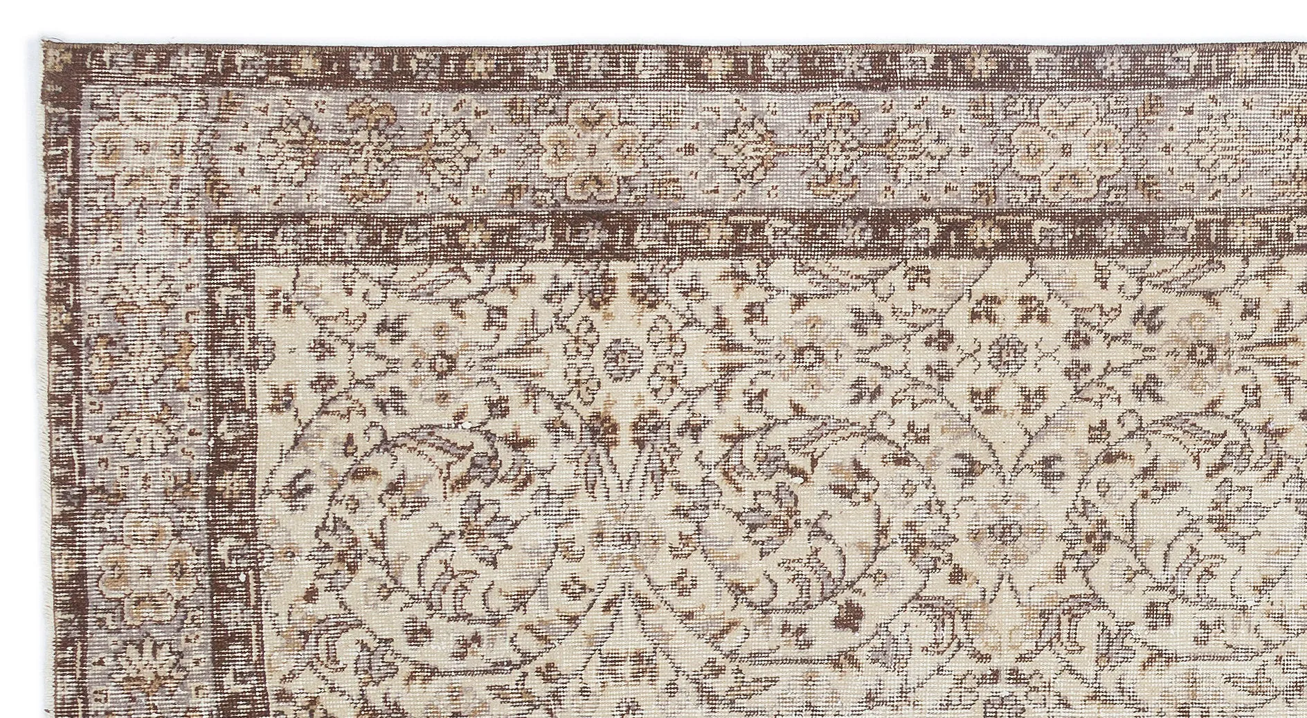 Retro Design Beige Over Dyed Vintage Rug 4'8'' x 8'9'' ft 142 x 267 cm