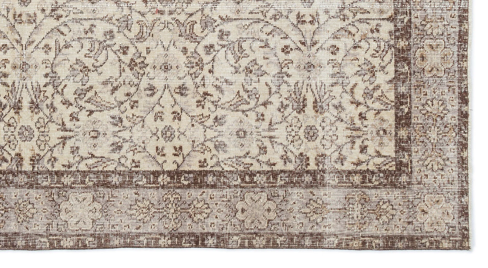 Retro Design Beige Over Dyed Vintage Rug 4'8'' x 8'9'' ft 142 x 267 cm