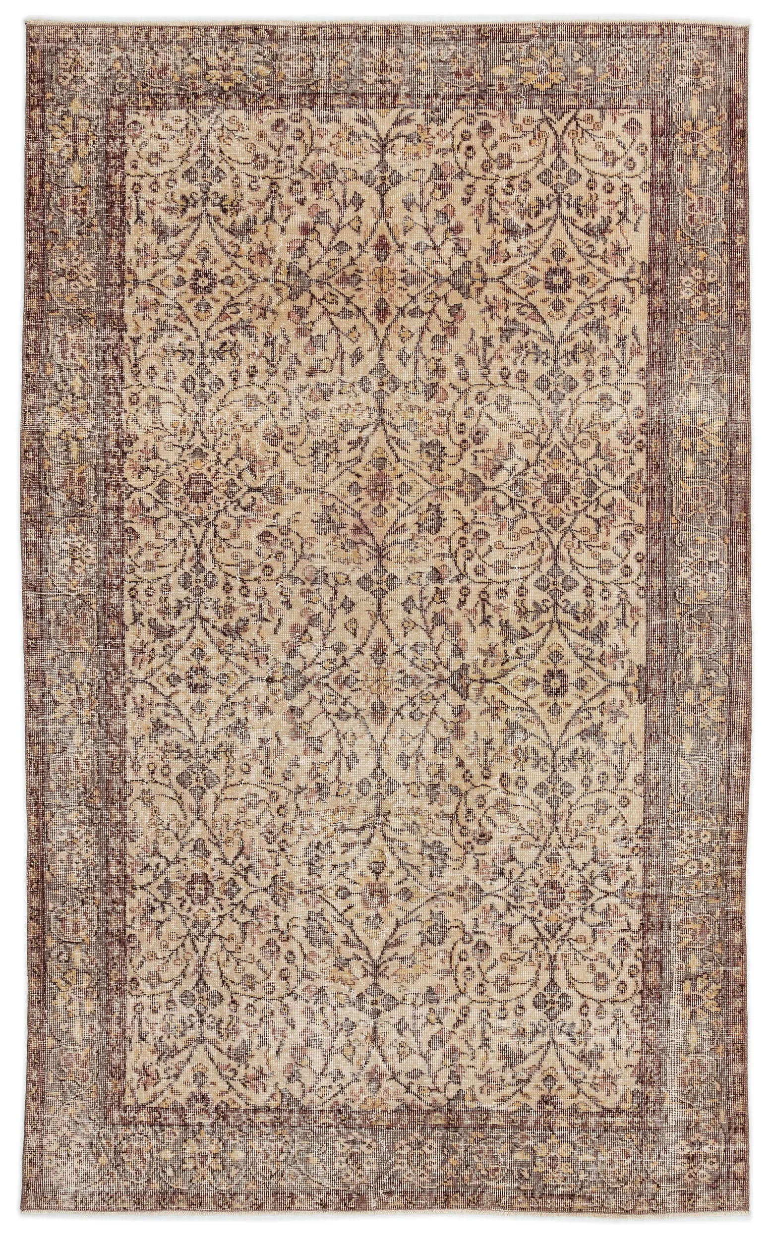 Retro Design Beige Over Dyed Vintage Rug 5'1'' x 8'8'' ft 156 x 263 cm