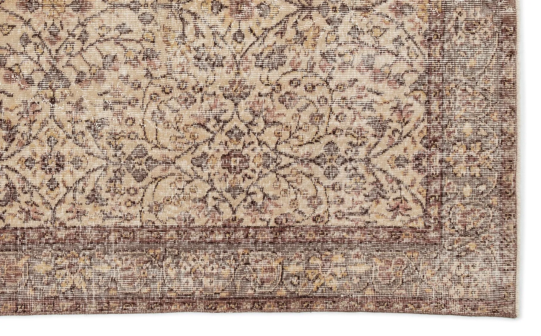Retro Design Beige Over Dyed Vintage Rug 5'1'' x 8'8'' ft 156 x 263 cm