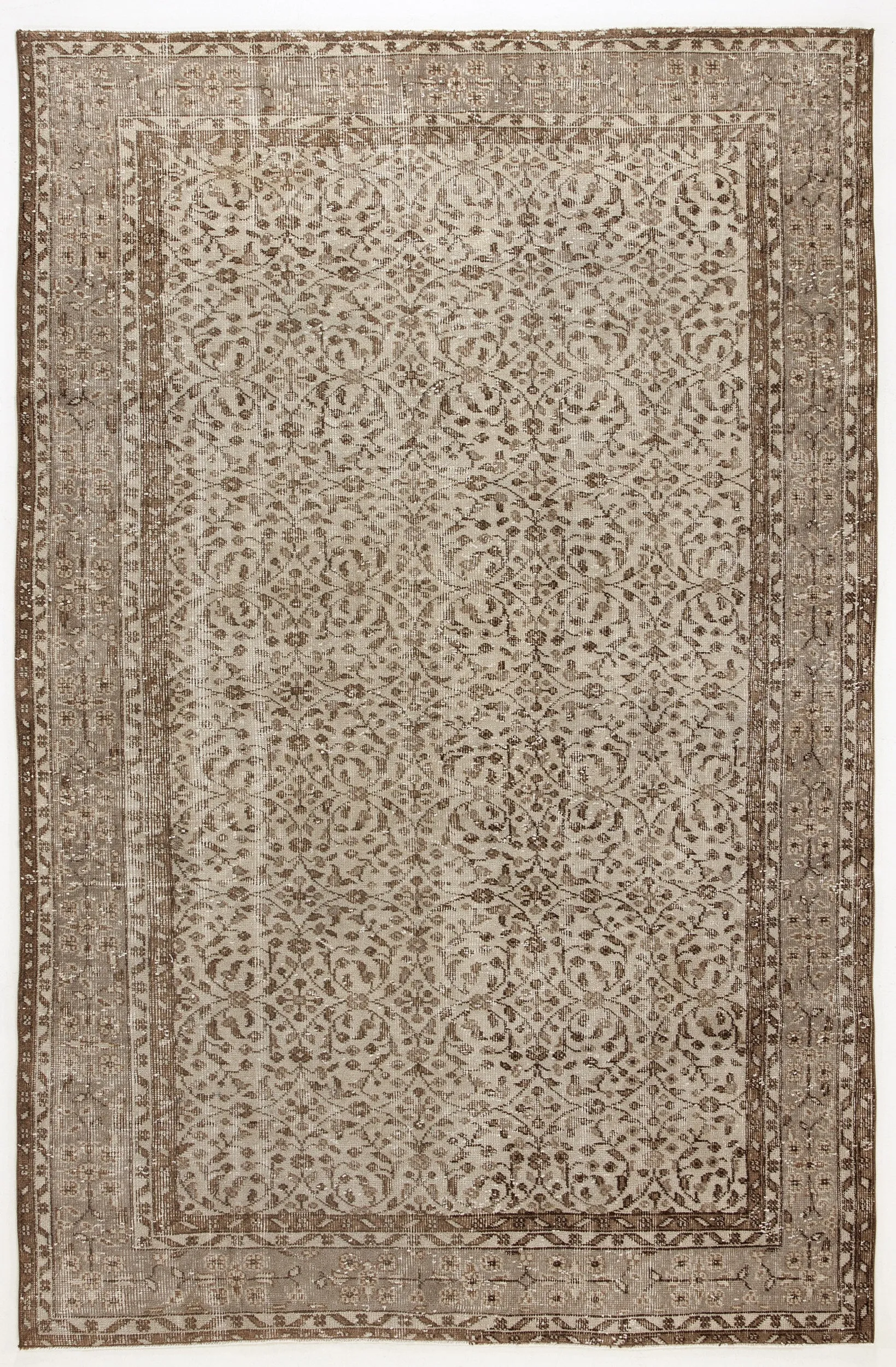 Retro Design Beige Over Dyed Vintage Rug 5'10'' x 8'12'' ft 179 x 274 cm
