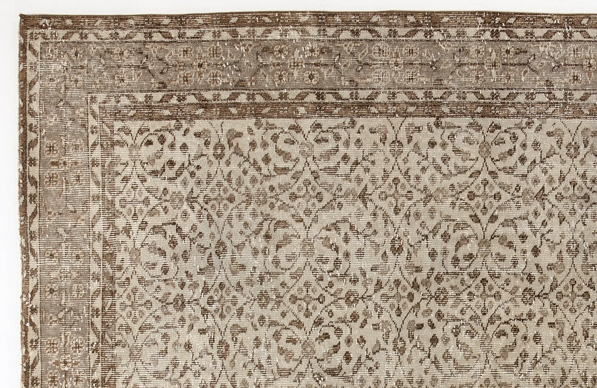 Retro Design Beige Over Dyed Vintage Rug 5'10'' x 8'12'' ft 179 x 274 cm