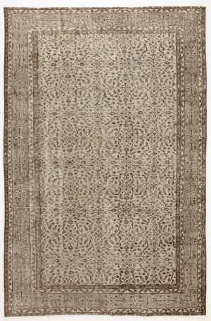 Retro Design Beige Over Dyed Vintage Rug 5'10'' x 8'12'' ft 179 x 274 cm