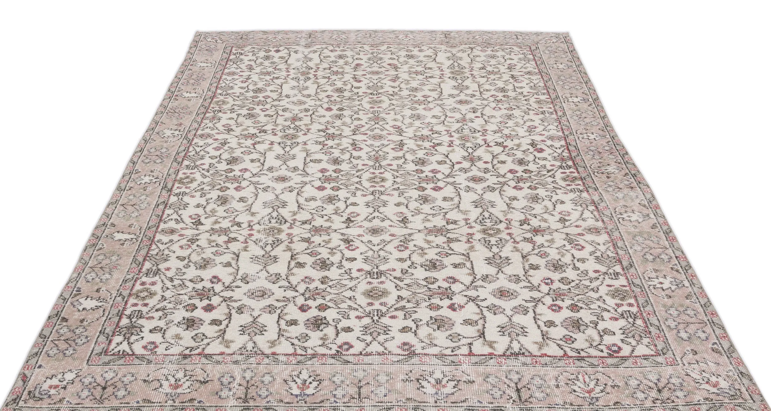 Retro Design Beige Over Dyed Vintage Rug 5'10'' x 8'5'' ft 178 x 256 cm