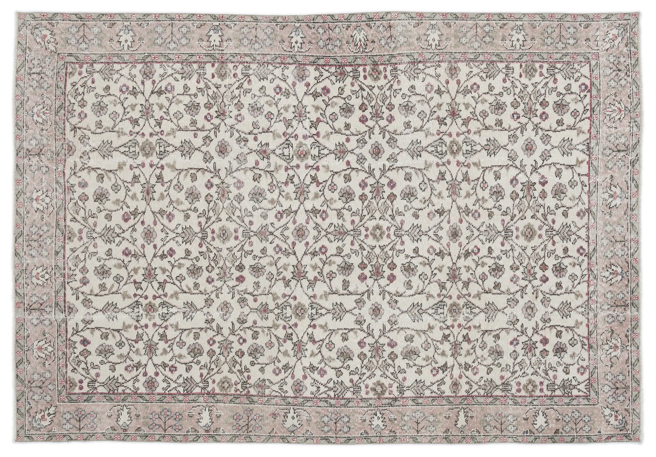 Retro Design Beige Over Dyed Vintage Rug 5'10'' x 8'5'' ft 178 x 256 cm