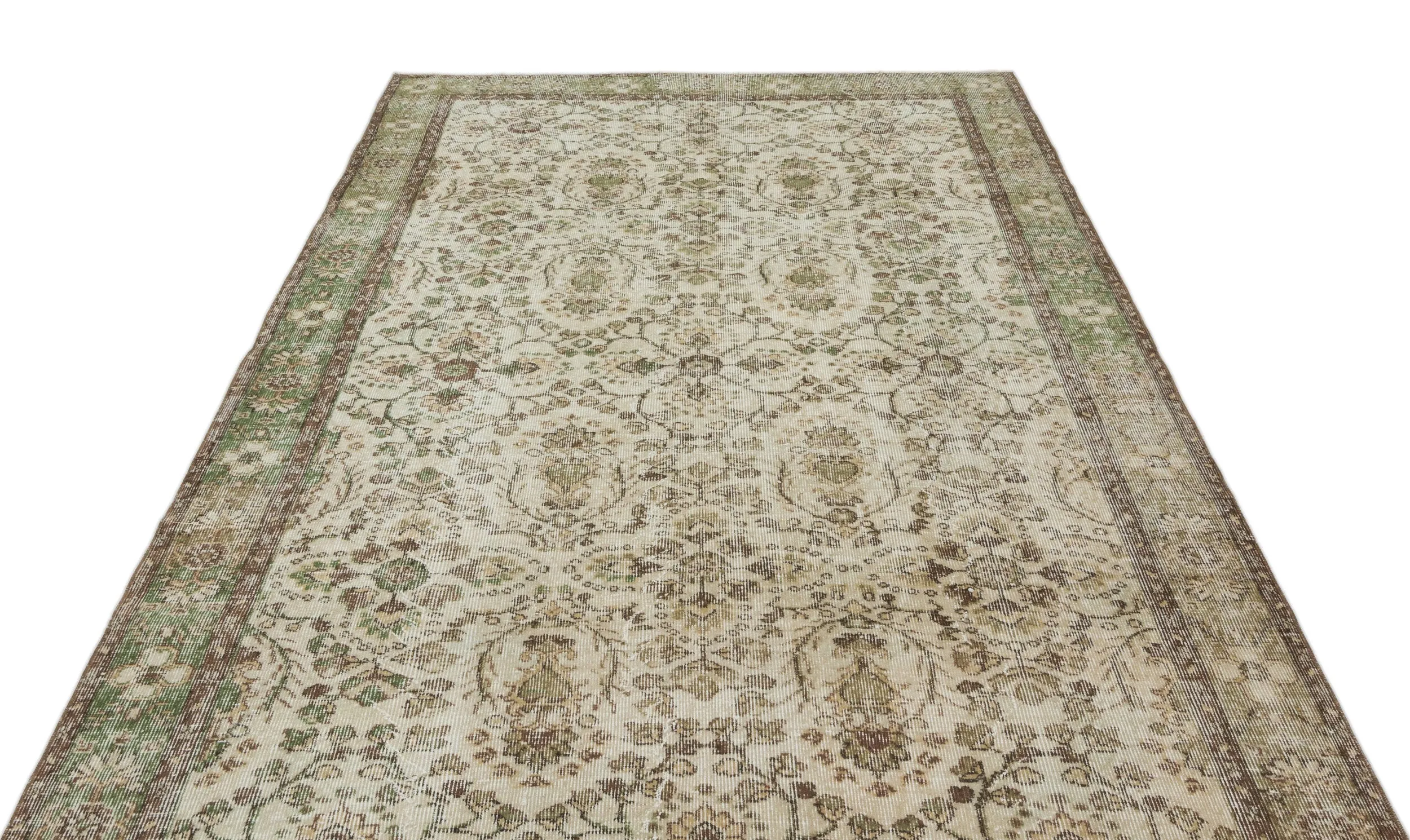 Retro Design Beige Over Dyed Vintage Rug 5'10'' x 9'3'' ft 177 x 281 cm