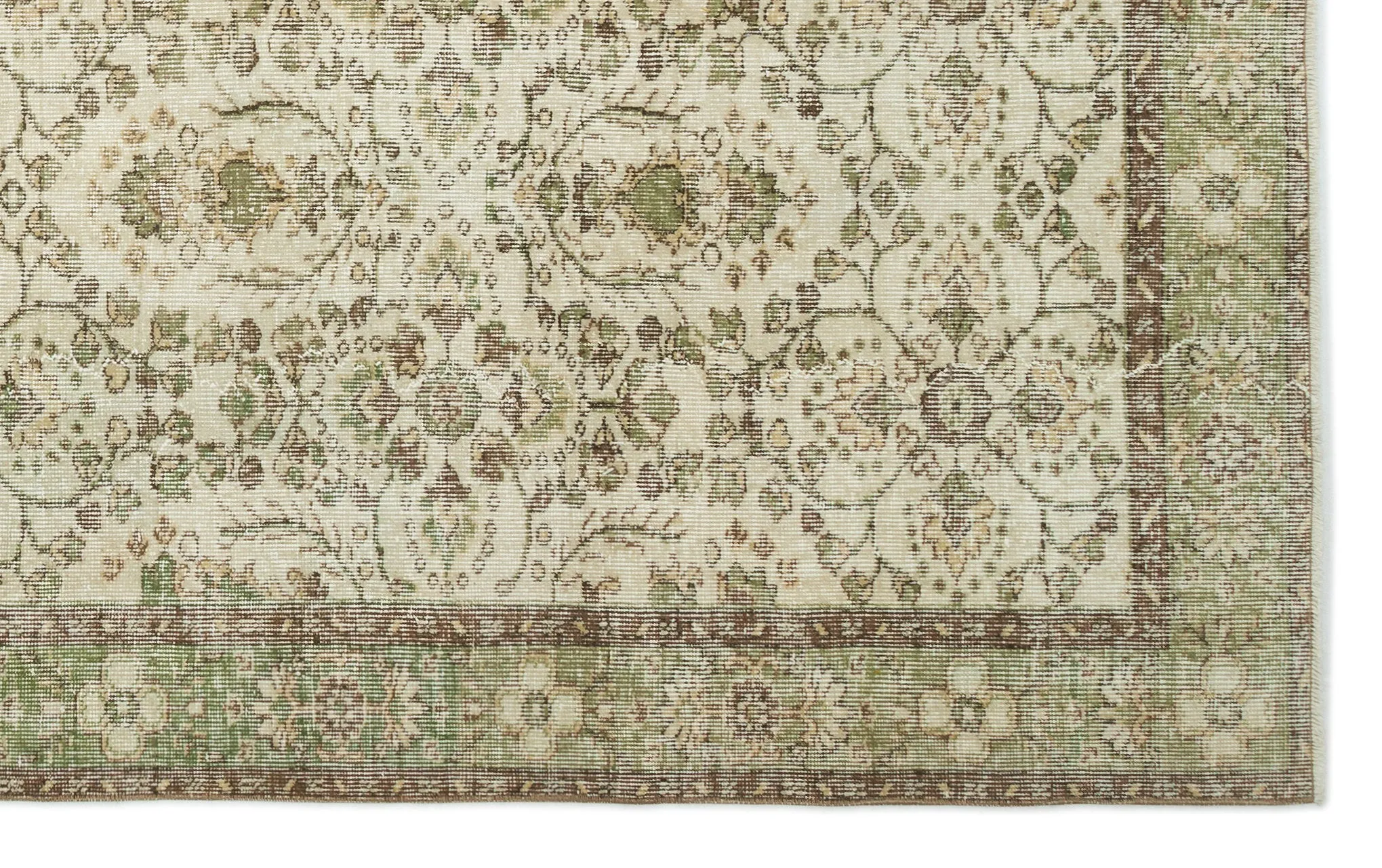 Retro Design Beige Over Dyed Vintage Rug 5'10'' x 9'3'' ft 177 x 281 cm